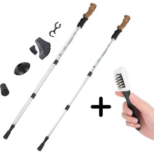 Nordic Walking Stokken - Swiss steel - Tüv gekeurd - Gratis schoenenborstel -Tot 120kg belastbaar - In hoogte verstelbaar 65-140 cm - Anti Shock functie - Geschikt voor alle terreinen - Met gratis E-Book top 10 'wandelroutes in Nederland'