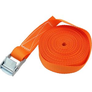 4 stuks 7 m spanbanden met klemsluiting, sjorband, spanriem, bevestigingsriem klemslot riem voor auto, achterdrager, motorfiets, fiets, belastbaar tot 250 kg, oranje, 2,5 cm breed