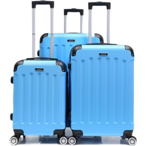 Kofferset Traveleo Babij - 3-delig - Complete Set - Koffer - Handbagage 35L + 65L en 90L Ruimbagage - ABS01 - Skyblue