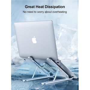 Laptop Stand, Foldable Portable Ventilated Desktop Laptop Riser, 6-Levels Adjustable Ergonomic Air-Ventilation Notebook Mount, Compatible with MacBook Air, Pro, Dell, 10-15.6”, ABS+Silicone