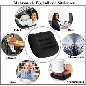 Zitkussen/stoelverhoging auto, zitkussen 40 x 40 cm, bureaustoel, ergonomisch orthopedisch zitkussen voor eettafel, stoel/rolstoel/tuinstoelen/bank, rugleuning zitkussen, zwart