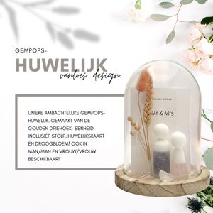 Gempops - huwelijk bruidspaar - MRS & MRS giftset - vrouwen huwelijk - bruid - homo huwelijk - edelstenen - gouden driehoek