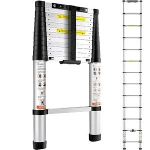 Telescopische ladder - telescoop ladder - uitschuifladder 3,2 m 170 kg draagvermogen - verlengladder - Handig mee te nemen -