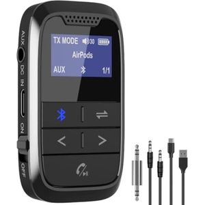 Velox Bluetooth Receiver Aux - Bluetooth Receiver Auto - Bluetooth Receiver Transmitter - Bluetooth Transmitter - Type C