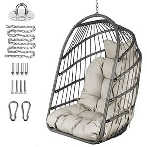 Hangstoel Standaard - Egg Hangstoel - Hangstoel Cocoon - Hangstoel Met Standaard - Ei Stoel - Grijs