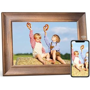 Digitale fotolijst - Digitale fotolijst met wifi - Digitale fotolijsten - Digitaal fotolijstje - Digitale fotokade - 18,8 x 22,8 x 2,51 cm - 10"", WiFi/Hout