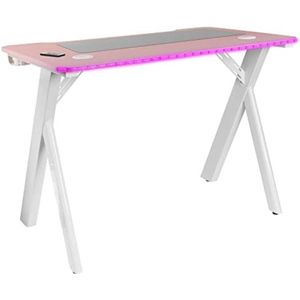 Game Bureau met Led - Gaming Bureau - Gaming Desk - 60 x 100 x 74 cm - MGD100RGBP - Roze