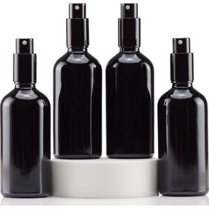 4 Spray Bottle 100ml, met Kleine Fijne Nevelspray, Metalen Dop, Navulbaar voor Essentiële Olie, Reizen, Schoonmaken, Parfum, Aromatherapie, Make-up