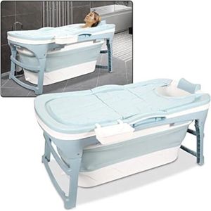 Ligbad opvouwbaar volwassenen - Opvouwbaar bad - Ligbad vrijstaand - XL-132x60x50cm - Blauw