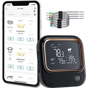 Vleesthermometer Bluetooth - Vleesthermometer Digitaal - Vleesthermometer Draadloos - Vleesthermometer Oven - Vleesthermometer met App