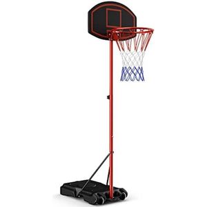 Basketbalpaal voor Buiten - Basketbalring met Standaard - Basketbalpaal voor Kinderen - Basketbalpaal Verstelbaar - 158 tot 218cm - Zwart/Rood