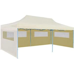 Pop up partytent - Partytent opvouwbaar - Vouwtent - Partytent opvouwbaar met zijwanden - 600 x 300 x 315 cm - Crème