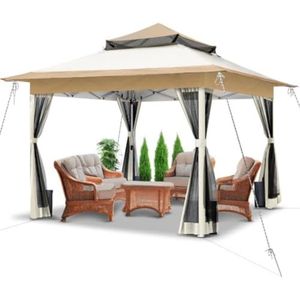 Pop up partytent - Partytent opvouwbaar - Vouwtent - ‎360 x 360 x 280 cm - 18,7 kg - Beige