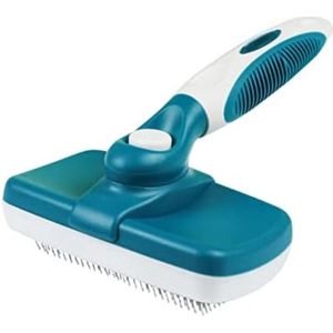 Dieren ontharing - Zelfreinigende huisdierborstel - 20,5 x 13,5 x 7,6 cm - 290 gram - Wit - Blauw