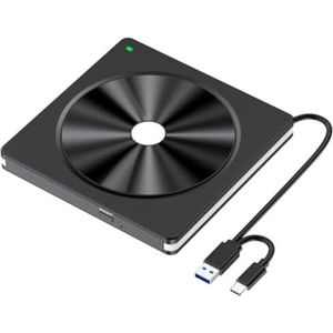 DVD speler laptop - DVD speler portable - ‎14,3 x 14,2 x 1,8 cm - 270 Gram - Zwart