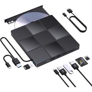 DVD speler laptop - DVD speler portable - 15,4 x 14,3 x 1,8 cm - 360 Gram - Zwart