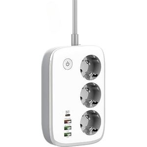 Slimme stekkerdoos - Smart stekkerdoos - Stekkerdoos met usb - Wifi stekkerdoos - 17,8 x 11,2 x 3,1 cm - 2500 W - Kabel 2 m