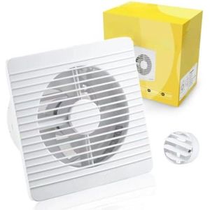 Badkamerventilator met vochtsensor - Badkamer ventilator met vochtsensor - Afzuiging badkamer - Afzuiging badkamer ventilatie - 15,8 x 15,5 x 11,2 cm - Wit/timer