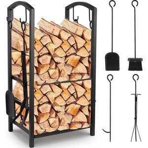 brandhout rek - haardhout opslag - haardhout rek - binnen & buiten - 75 x 40 x 30 cm - met 4 gereedschappen