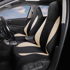 Autostoelhoezen Eenvoudige Emmer Stijl Universele Autostoelhoezen Voorkant Paar Fit voor Auto Truck SUV Van Stoelhoezen Auto Stoelbeschermer, Beige