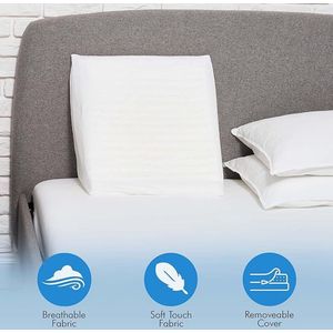 wigkussen voor lezen en tv kijken in bed - Ondersteuningskussen voor rug-, been- en kniesteun - Helpt bij zure reflux - Gemaakt van schuim met afneembare en wasbare hoes - Gemaakt in Portugal