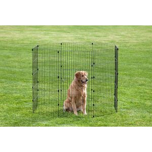 Omheining, Kennel, Kooi voor Hond, Kat, Konijn, 1,7 m², 8 panelen / B60 x H121 cm, Draaideur, Veiligheidshaak, Bevestigingsclips, WPC-48, Zwart