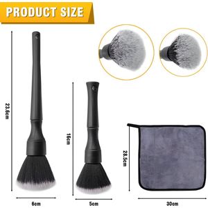 Auto-Reinigingsborstel, 2-Delige Premium Auto-Reinigingsset, Zachte Auto-Reinigingsborstel, Met Microvezeldoeken Voor Banden En Autoruiten, Professionele Auto-Reiniging Voor Binnen En Buiten