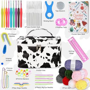 61 stuks haaknaaldenset voor beginners, hangende haakset met wol, tas, haakaccessoires, ergonomische haaknaalden met rubberen handgreep, puntige haaknaalden, draagbare haaknaalden voor beginners met haaktas