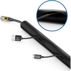 3,0m Kabelhoes Zelfsluitend Kabelmanagement Kabelkanaal Kabelbescherming Robuust Nylon Kabelmantel Thuis Kantoor Bureau Zwart