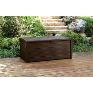 Brightwood Kussenbox, bruin, XXL-inhoud 455 liter, weerbestendig, perfect voor tuin, terras, outdoor, zwembad