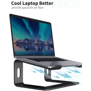 Aluminium laptopstandaard - Compatibel met Mac, MacBook, Pro Air, Notebook - Ergonomische laptopstandaard - Geschikt voor desktops van 10 tot 15,6"" Donkerzwart