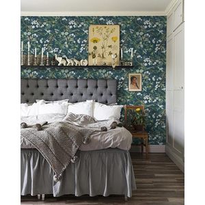 Zelfklevend behang, 40 x 300 cm, bloemen, blad, groen, behang, meubelfolie, blad, afneembaar, vinyl plakfolie voor woonkamer, slaapkamer, keuken, muur, kasten, decoratie