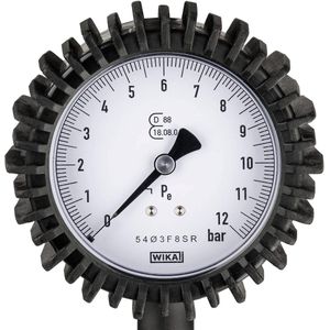 Bandenmanometer 9041G-1 | Gekalibreerd, optimale afleesbaarheid, manometermeetbereik: 0-10 bar, slanglengte: 1000 mm, manometerdiameter: 80 mm | Bandenspanningsmeter voor auto, motorfiets