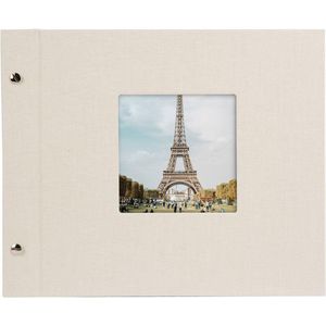 Bella Vista, 26823, schroefalbum met uitsparing voor foto's, 30 x 25 cm, fotoalbum met 40 witte pagina's met pergamijntabbladen, album uitbreidbaar, fotoboek van linnen, zandgrijs