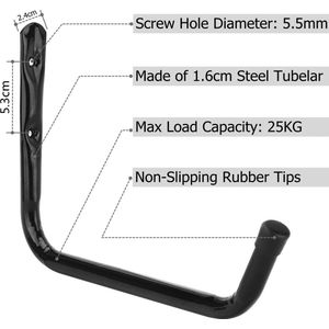 Zwaar belastbare opberghaken, 28 cm, garagehaken voor wandmontage, organizer voor ladder, fiets, stoel, tuinslang, elektrisch gereedschap, binnen en buiten, 6 stuks (18 cm x 28 cm)