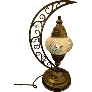Baquey - Mozaïeken lampen - Tafellamp - Handgemaakt - Oosters - Bohemian - Mosaic - Decoratie - Cadeau artikel - Halve maan - Snowflake