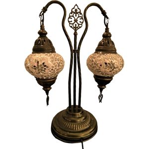 Baquey - Mozaïeken lampen - Tafellamp - Handgemaakt - Oosters - Bohemian - Mosaic - Decoratie - Cadeau artikel - Dubbele lamp - Snowflake