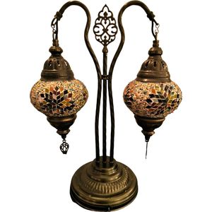 Baquey - Mozaïeken lampen - Tafellamp - Handgemaakt - Oosters - Bohemian - Mosaic - Decoratie - Cadeau artikel - Dubbele lamp - Fiesta