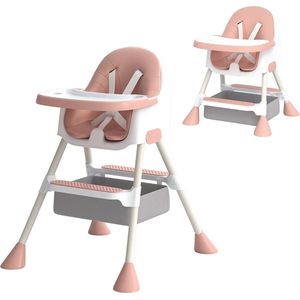 Mima® Kinderstoel- Trip Trap Idee- Kinderstoelen- Opslagmandje- Verstelbaar in Hoogte- Wit/Rose