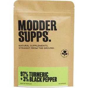 Modder Supps - 97% Turmeric - Kurkuma met zwarte peper - Natuurlijk Supplement - Biologisch full spectrum hoogwaardig