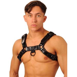 KG Leren Torso Harnas - Chest Harness - leather -kleur zwart /zwart - voor mannen maat M