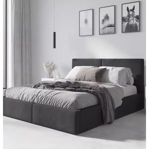 Bedframe Hilton gestoffeerd Incl. lattenbodem ,opbergruimte en matras Grafiet 160 x 200