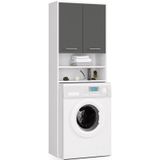 Wasmachine opbouw wit antraciet  wasmachine/ wasdroger  kast - Korte deur