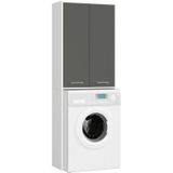 Wasmachine opbouw wit antraciet  wasmachine/ wasdroger  kast - Lange deur