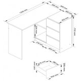 Hoekbureau B16 Rechts Eiken Wit