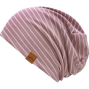 Chillouts beanie muts Taipeh burgundi white striped one size