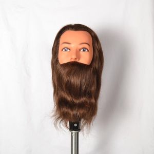 Trainingshoofd voor mannen 100% echt haar - Haardressing cosmetica mannequin met houder
