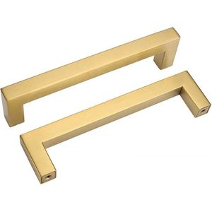 goldenwarm Meubelgrepen, goudkleurig, 10 stuks, voor keukenkasten, LSJ12GD128, keukengrepen, messing handgrepen, keuken, goud, 128 mm, roestvrij staal