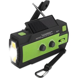 Noodradio - Emergency Radio - Op Zonne-Energie - Draagbaar - Mutifunctioneel - LED Licht - Groen