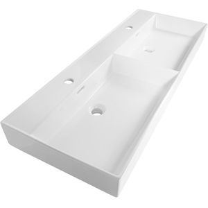 Brauer - Lunar - Wastafel - Wit Glans - 120 cm - Dubbele Kraangaten
